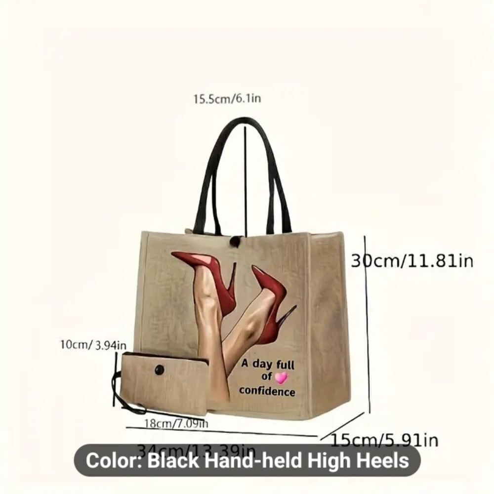 2 Piece burlap tote bag set - Picture 4 of 5